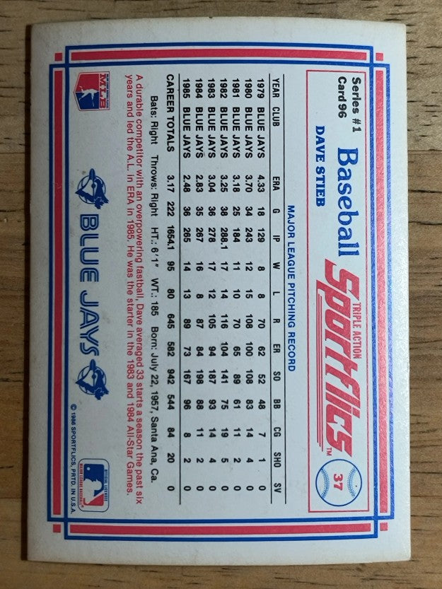 1986 Sportflics #96 Dave Stieb