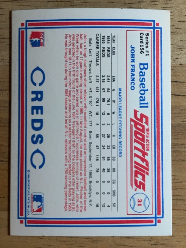 1986 Sportflics #156 John Franco