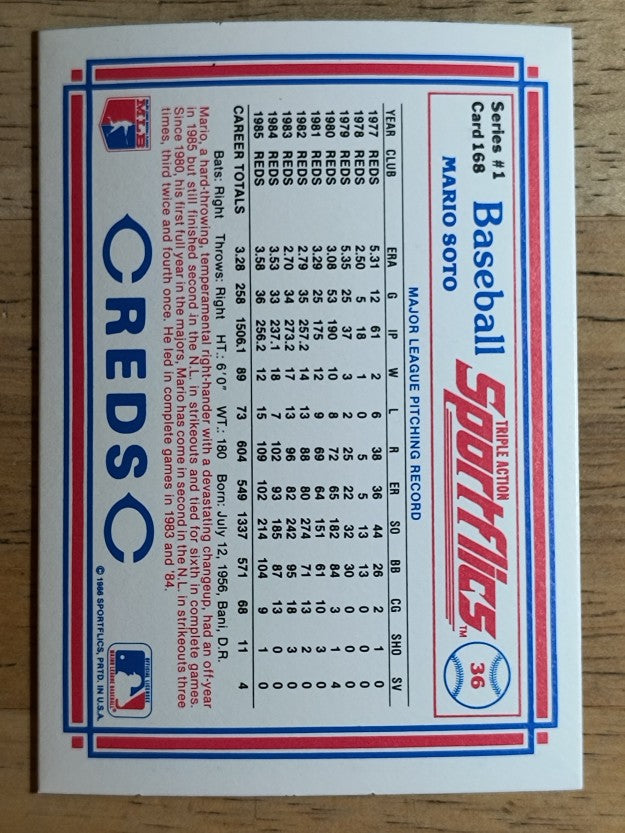 1986 Sportflics #168 Mario Soto