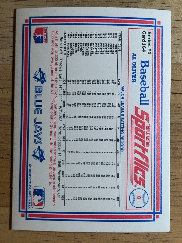 1986 Sportflics #164 Al Oliver