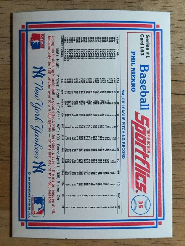 1986 Sportflics #163 Phil Niekro