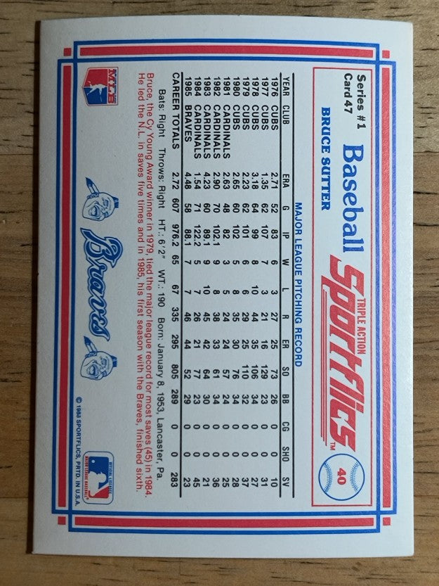 1986 Sportflics #47 Bruce Sutter