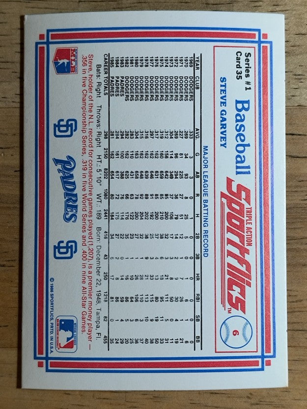 1986 Sportflics #35 Steve Garvey