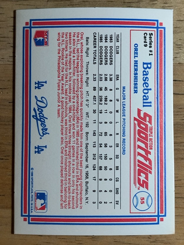1986 Sportflics #9 Orel Hershiser