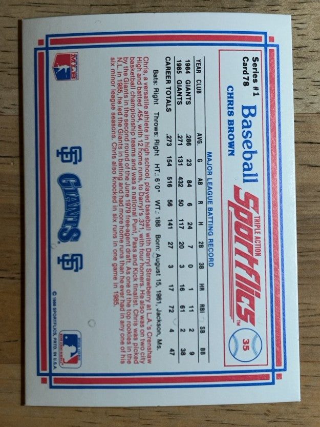 1986 Sportflics #78 Chris Brown