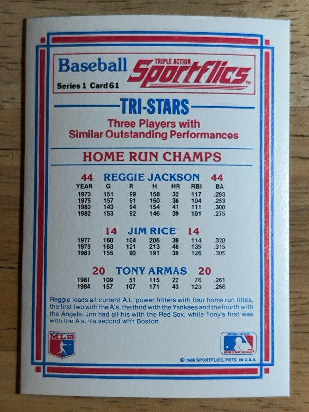 1986 Sportflics #61 Tony Armas/Reggie Jackson/Jim Rice