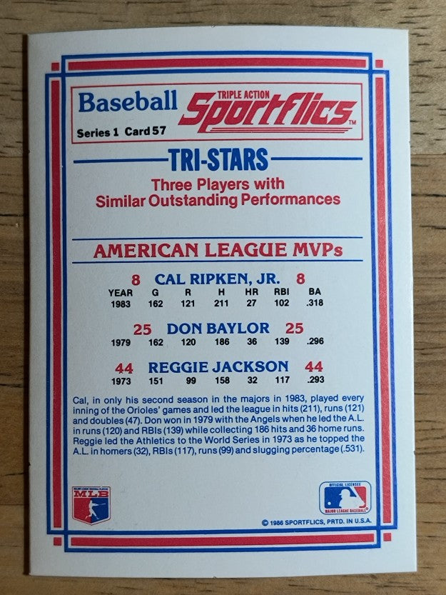 1986 Sportflics #57 Don Baylor/Reggie Jackson/Cal Ripken Jr.