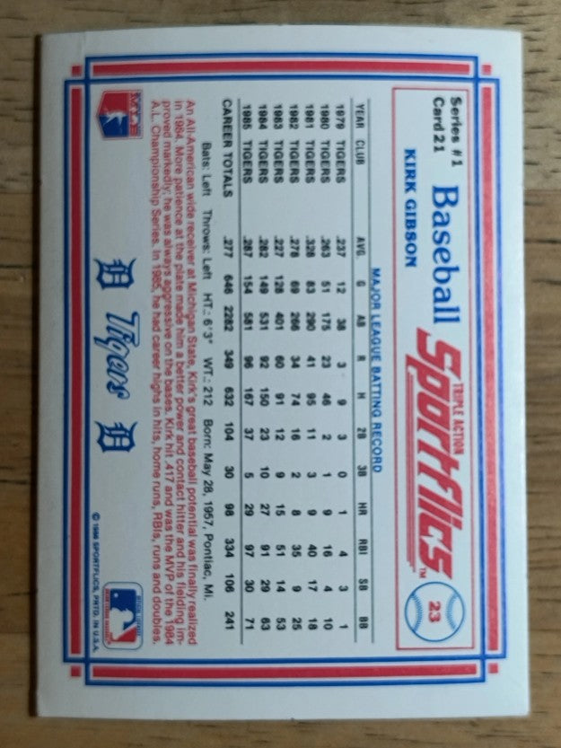 1986 Sportflics #21 Kirk Gibson