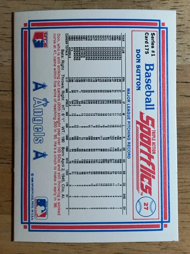 1986 Sportflics #175 Don Sutton