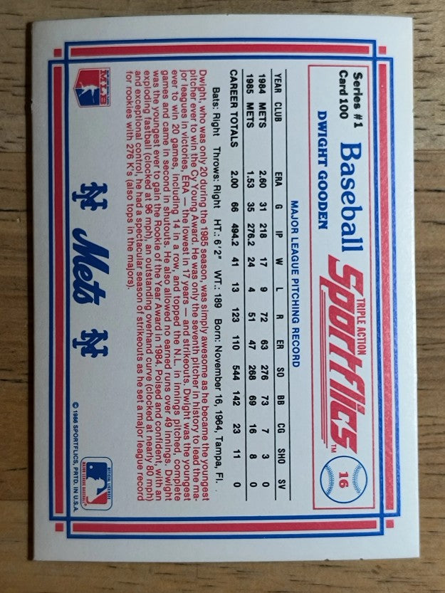1986 Sportflics #100 Dwight Gooden