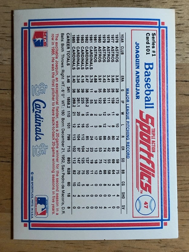 1986 Sportflics #101 Joaquin Andujar