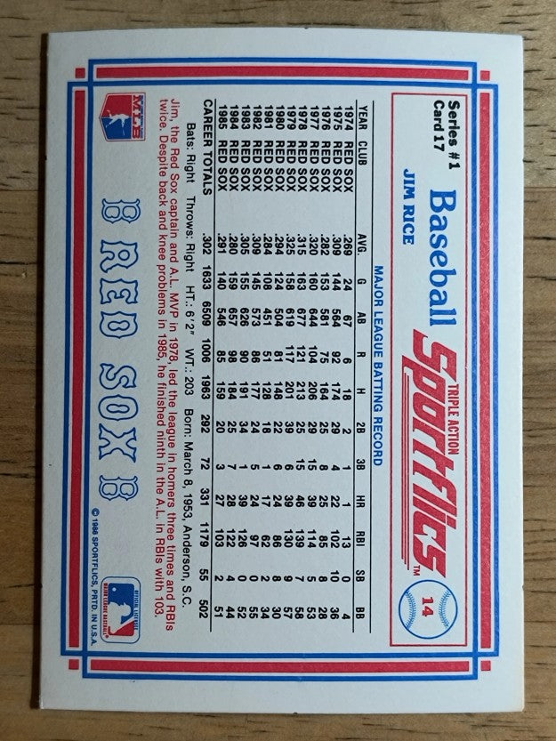 1986 Sportflics #17 Jim Rice