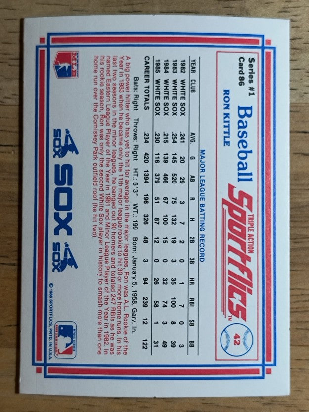 1986 Sportflics #86 Ron Kittle