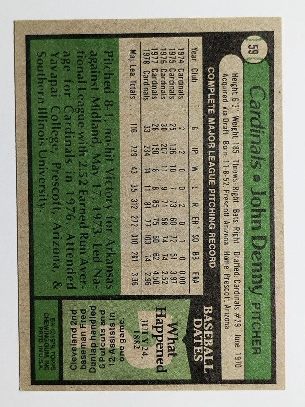 1979 Topps #59 John Denny DP (EXMT)
