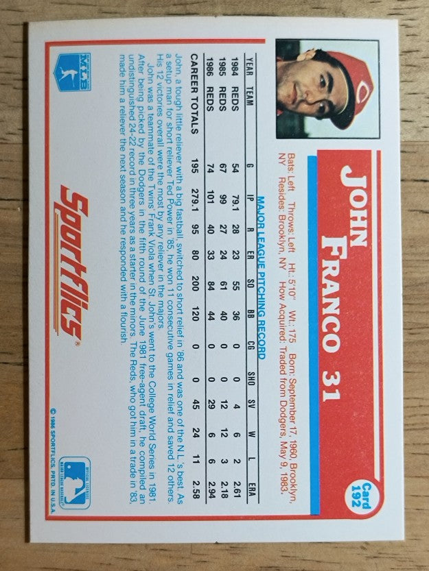 1987 Sportflics #192 John Franco