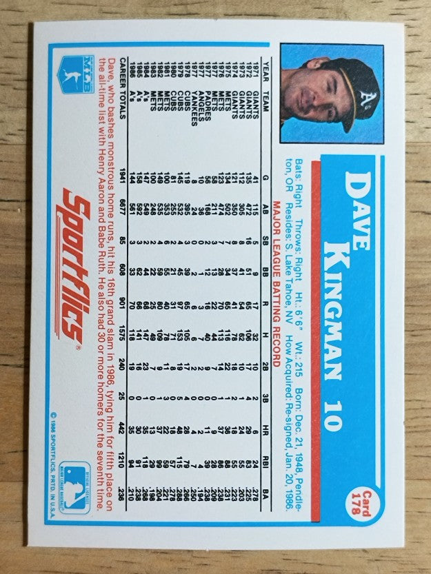1987 Sportflics #178 Dave Kingman