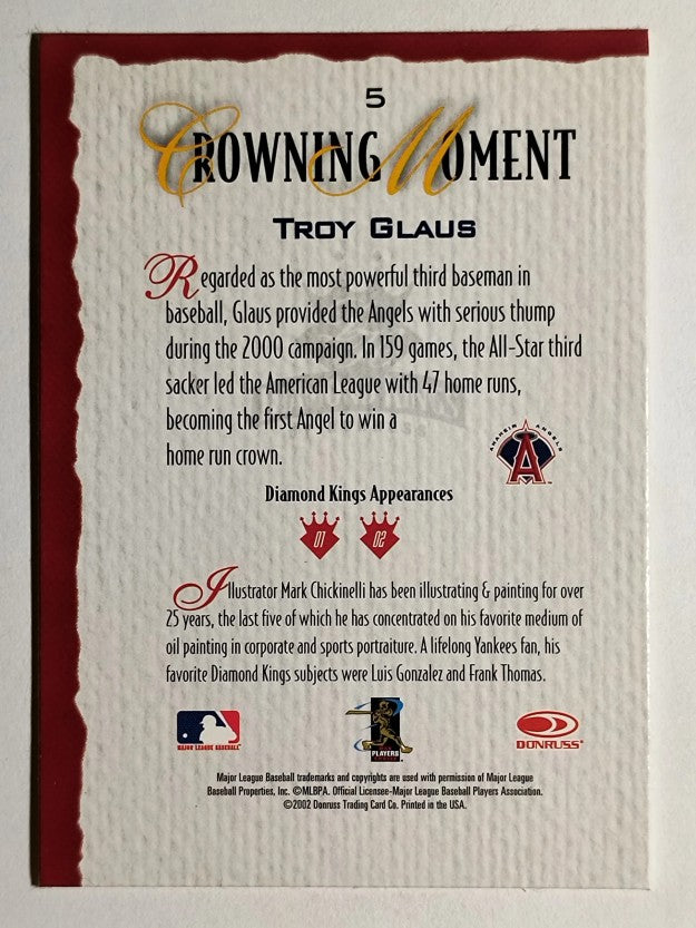 2002 Diamond Kings Bronze Foil #5 Troy Glaus