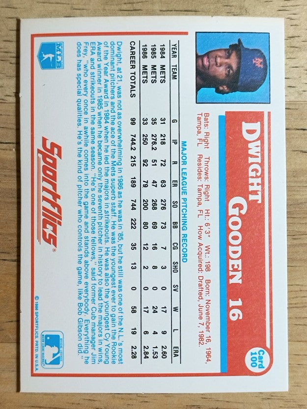 1987 Sportflics #100 Dwight Gooden
