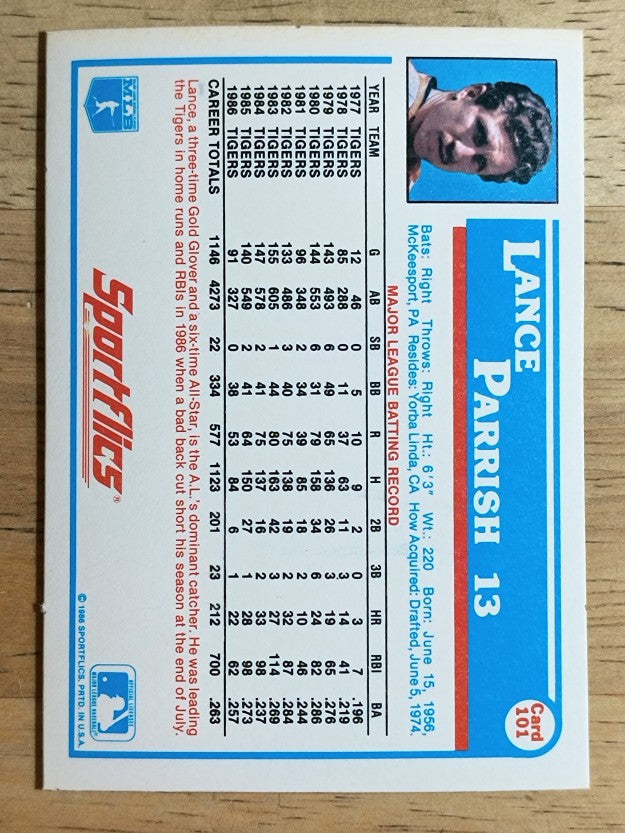 1987 Sportflics #101 Lance Parrish