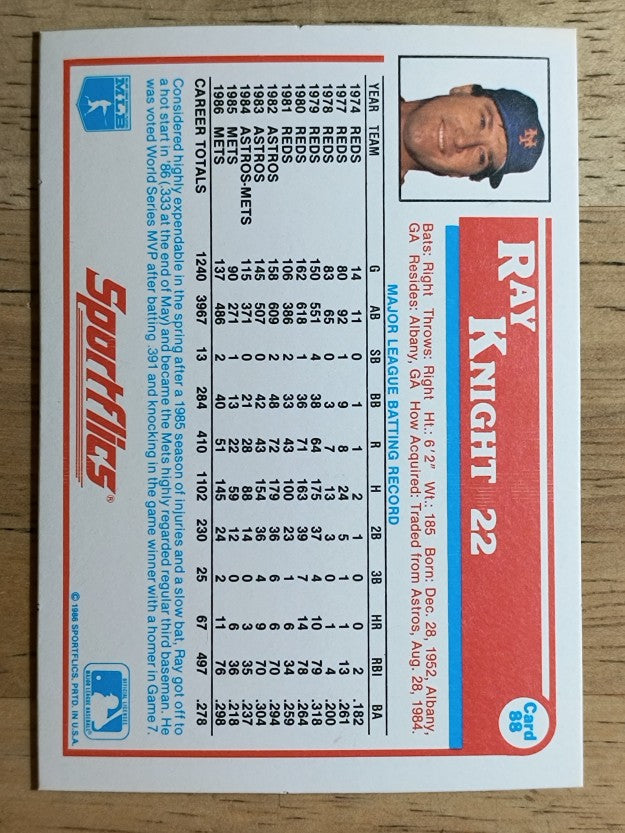 1987 Sportflics #88 Ray Knight