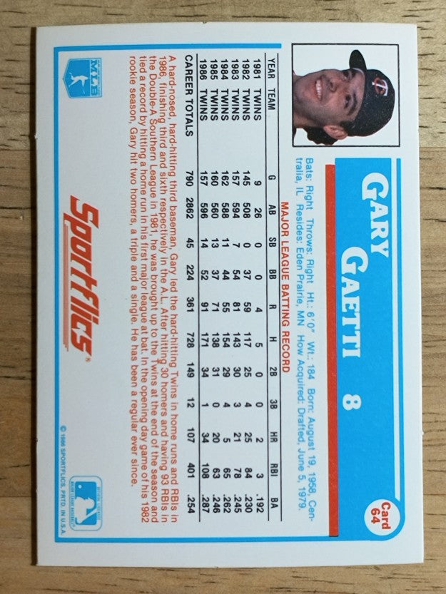 1987 Sportflics #64 Gary Gaetti