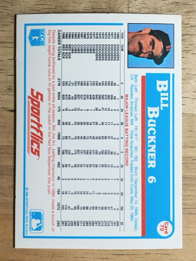 1987 Sportflics #70 Bill Buckner