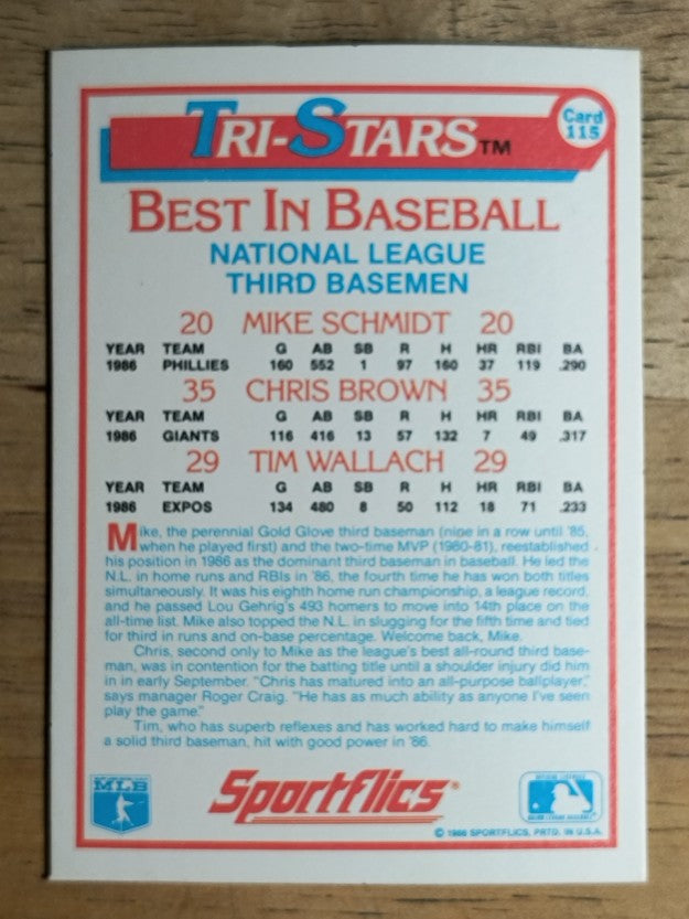 1987 Sportflics #115 Tri-Stars Mike Schmidt