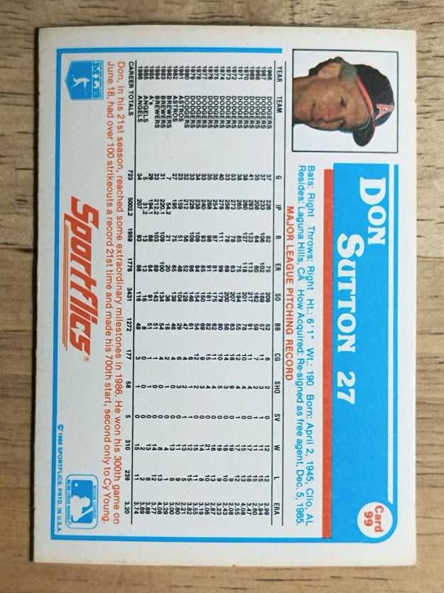 1987 Sportflics #99 Don Sutton