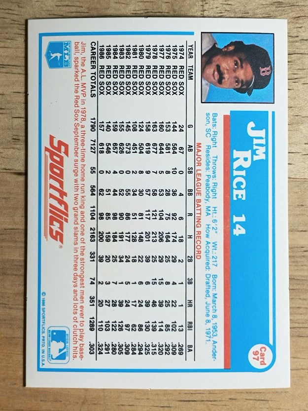 1987 Sportflics #97 Jim Rice