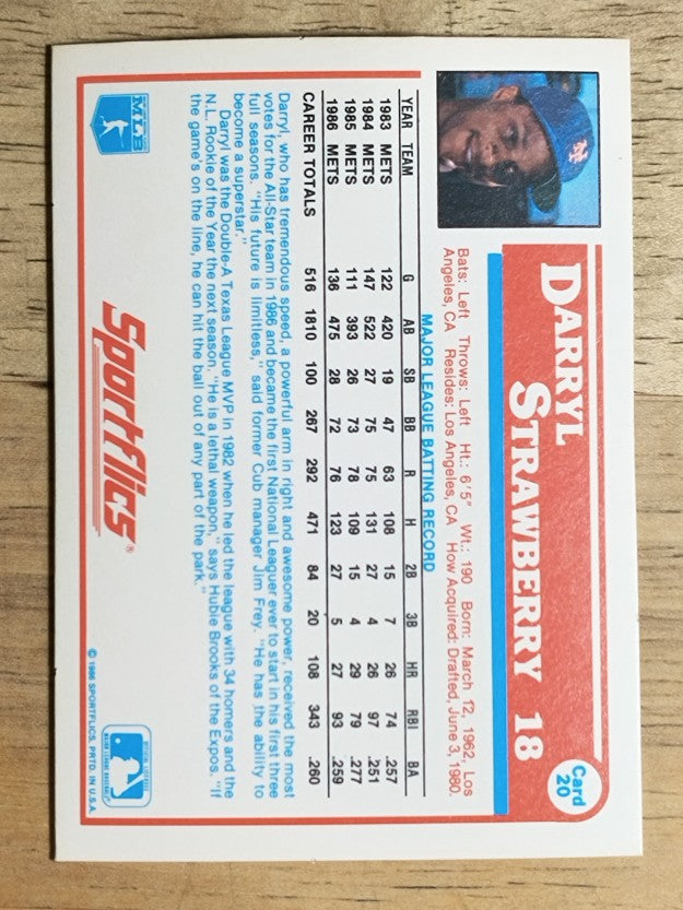 1987 Sportflics #20 Darryl Strawberry