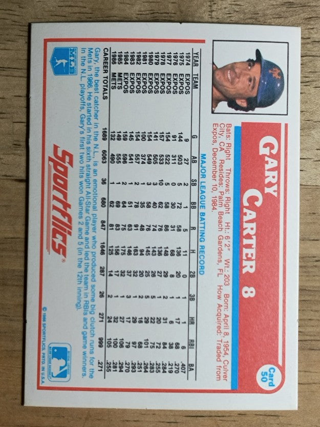 1987 Sportflics #50 Gary Carter
