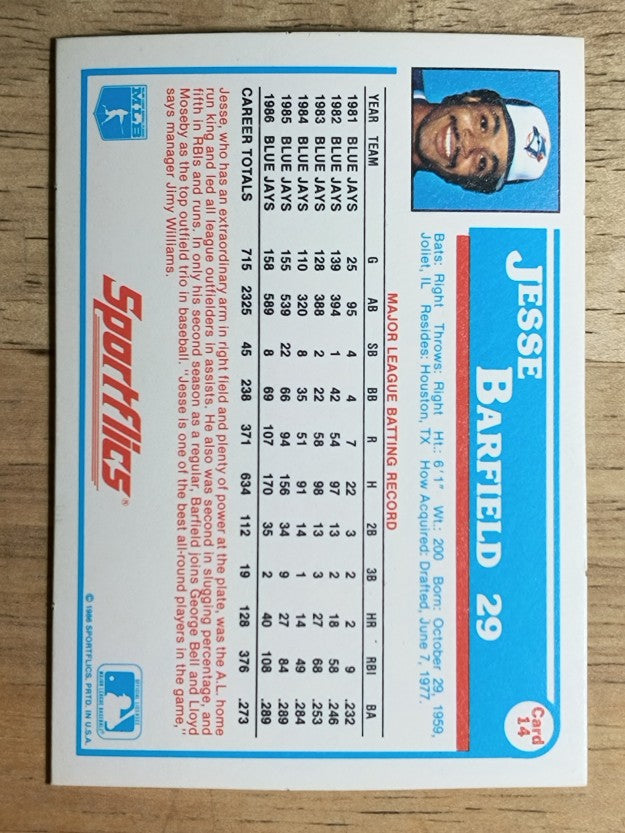 1987 Sportflics #14 Jesse Barfield