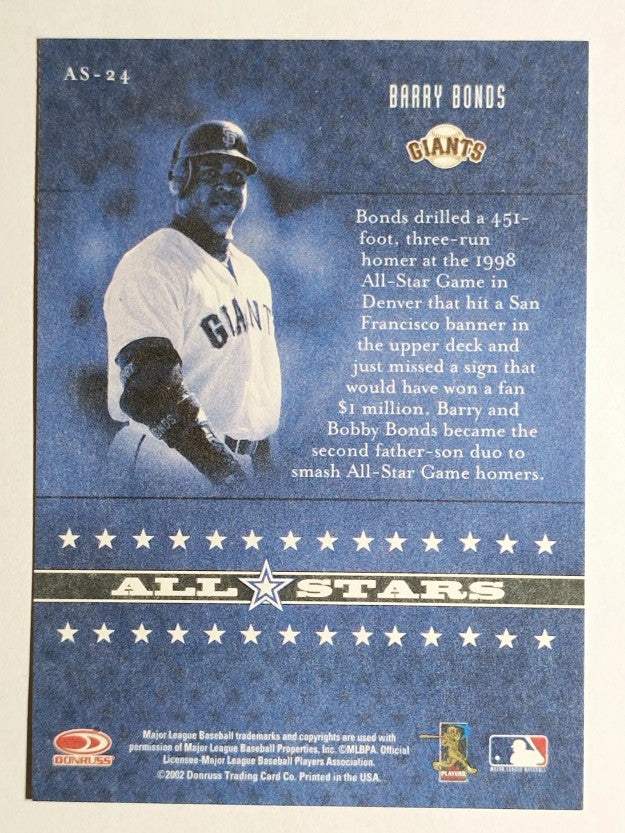 2002 Donruss Originals All-Stars #24 Barry Bonds