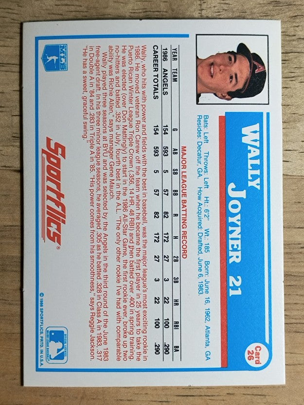 1987 Sportflics #26 Wally Joyner