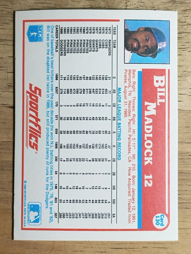 1987 Sportflics #130 Bill Madlock