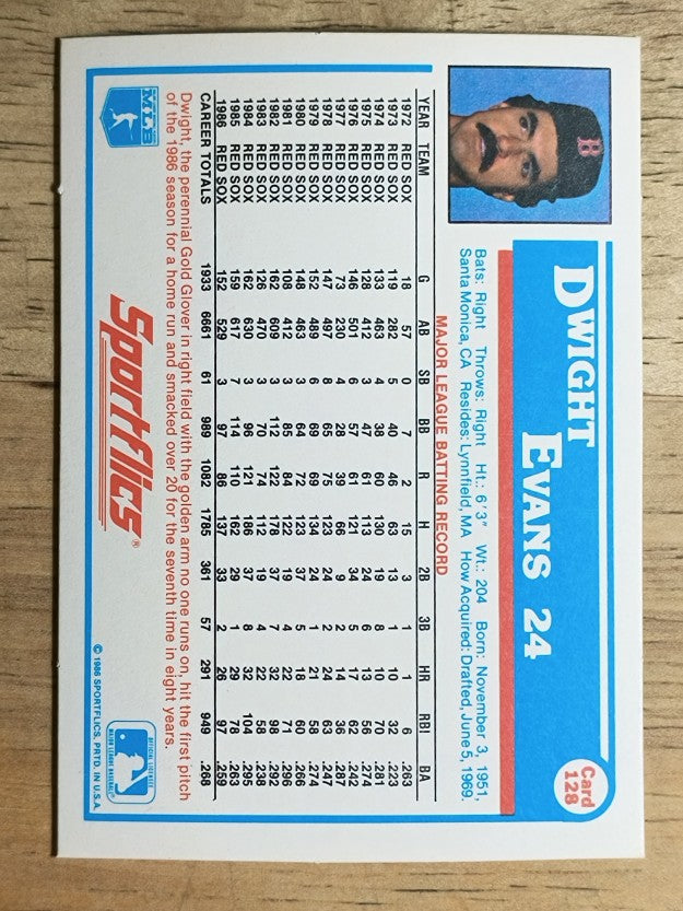 1987 Sportflics #128 Dwight Evans