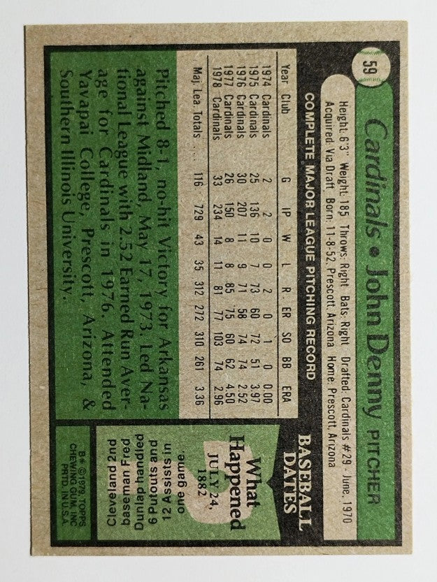 1979 Topps #59 John Denny DP (EXMT)