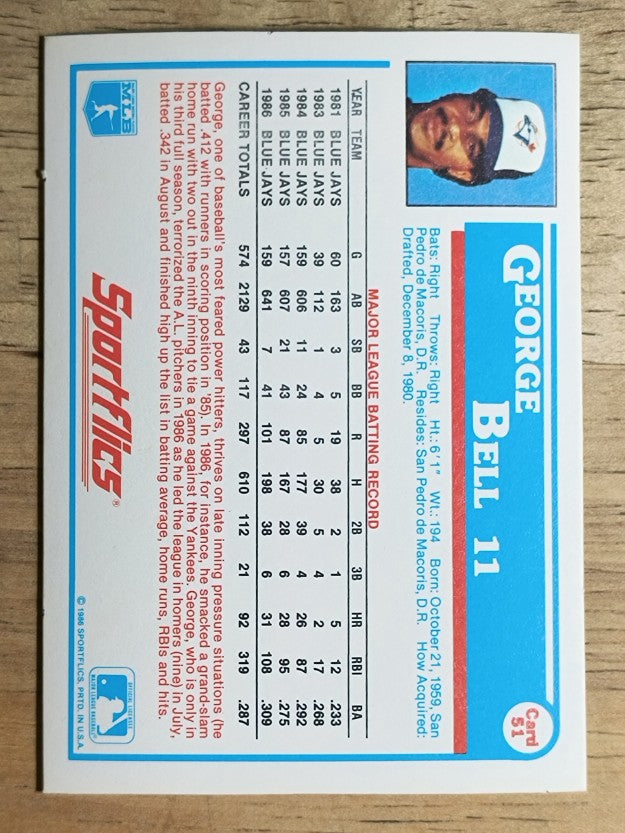 1987 Sportflics #51 George Bell