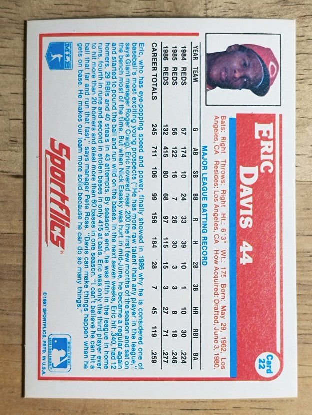 1987 Sportflics #22 Eric Davis