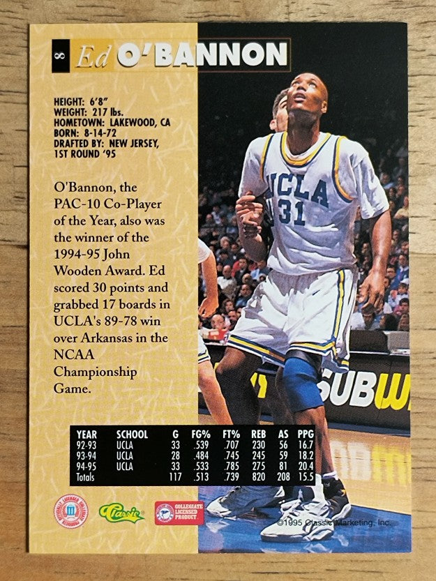 1995 Classic Five Sport #8 Ed O'Bannon