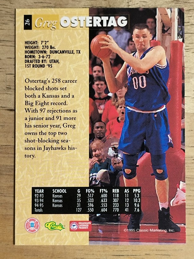 1995 Classic Five Sport #26 Greg Ostertag