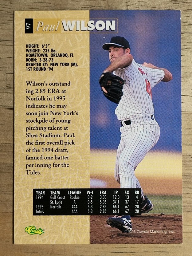 1995 Classic Five Sport #97 Paul Wilson