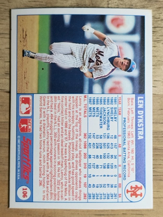 1988 Sportflics #106 Len Dykstra