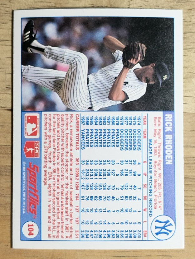 1988 Sportflics #104 Rick Rhoden