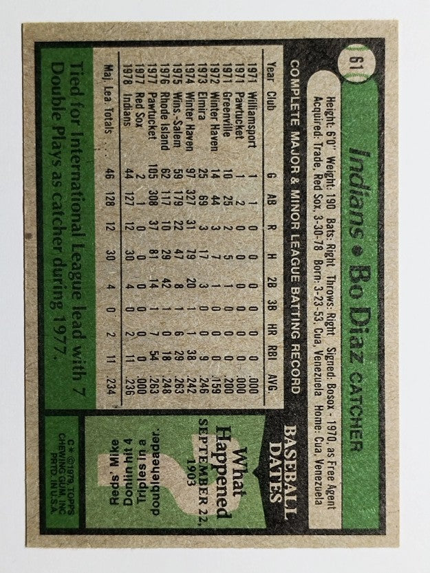 1979 Topps #61 Bo Diaz (VG)