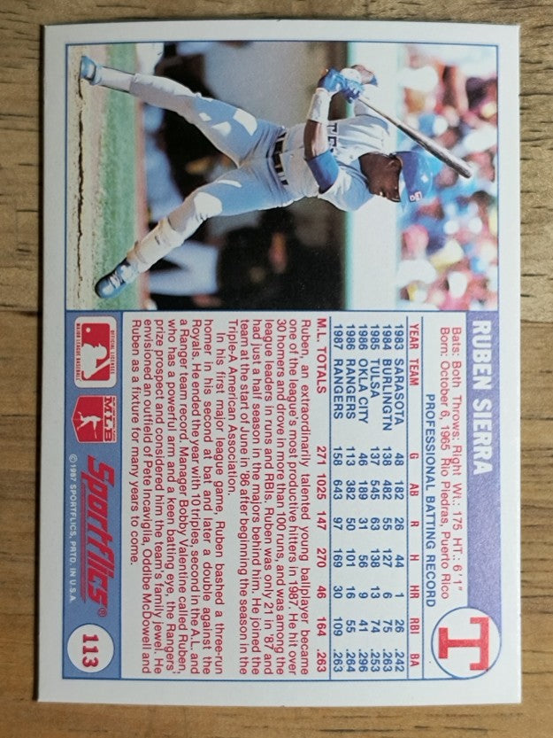 1988 Sportflics #113 Ruben Sierra