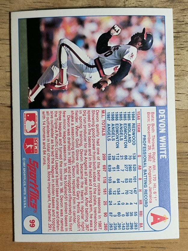 1988 Sportflics #99 Devon White