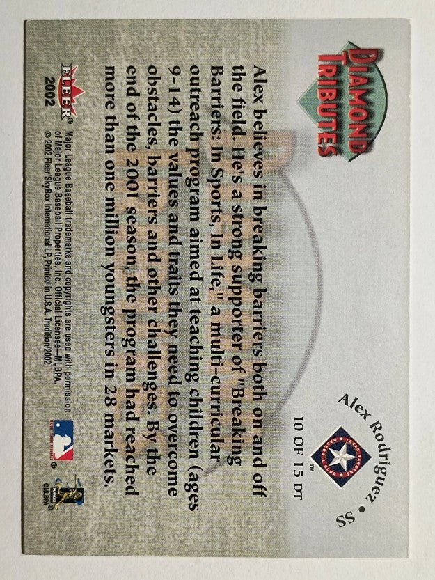 2002 Fleer Tradition Diamond Tributes #10 Alex Rodriguez