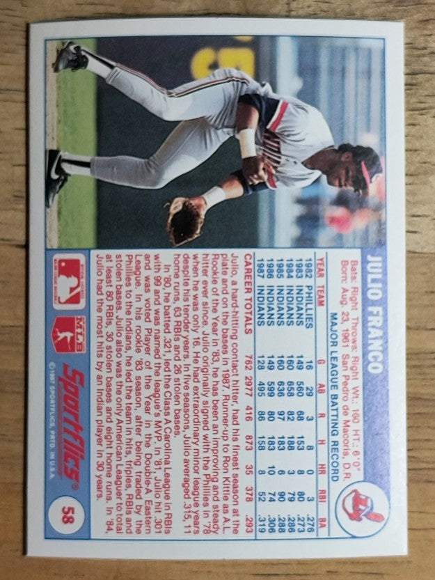 1988 Sportflics #58 Julio Franco