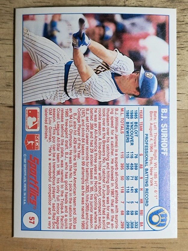 1988 Sportflics #57 B.J. Surhoff